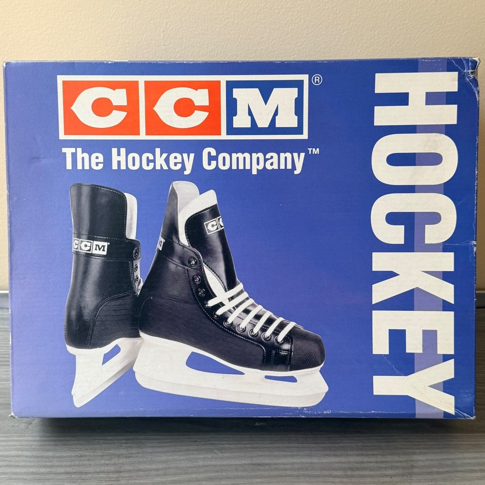 CCM Champion 90 Ice Hockey Skates Boys Size 3 Black White SLM SL-1000 Blades